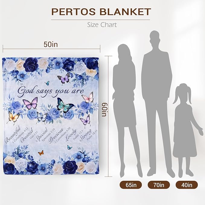 Christian Gifts for Women, Religious Inspirational Spiritual Gifts Blanket, Butterfly Floral Prayer Throw Blanket for Couch Bed 60"x50"