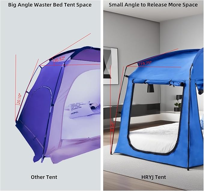 Privacy Sleep Indoor Bed Tent for Adults Kids, Portable Blackout 90% Canopy Tents with 3 Doors Breathable Mesh Windows