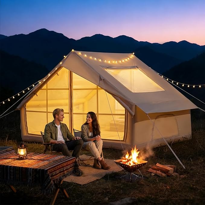 YOLENY 2/4/6 Person Inflatable Tents for Camping, Quick Setup in 2 Minutes with Hand Pump, Oxford Blow Up Tent with Skylight & Canopy, Spacious Cabin Tent for Family Camping & Hiking