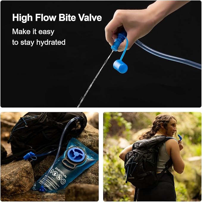 EVERFUN Hydration Bladder 2L/3L Water Reservoir for Hiking Backpack, Leak Proof Water Bladder with Detachable Hose & High Flow Ergonomic Bite Valve, Water Pouch for Cycling, Running