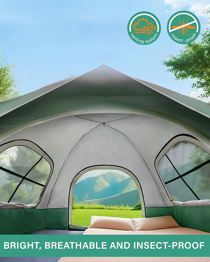 Instant Tent Person - Automatic Pop Up Camping Tent/Silver Coating UV Protection, Waterproof Portable for Backpacking & Camping with Carring Bag(Easy Setup & Fold)
