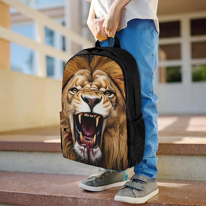 Supdreamc Casual Daypack Multipurpose Anti-Theft Large Capacity Carry On Bag, Lion Blood Art Casual Daypack Climbing Shoulder Bag With Padded Straps