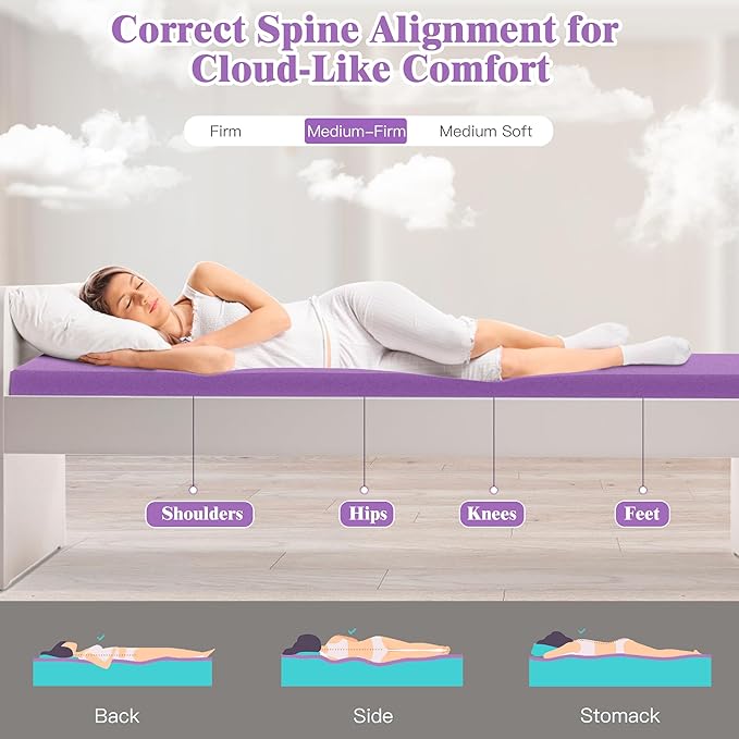 Airensky 3 Inch Cooling Gel Memory Foam Mattress Topper Queen Size - CertiPUR-US Certified Bed Topper, Pressure Relief for Back Pain, Breathable Design, Odor-Free (60"x80")