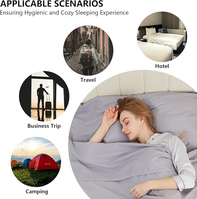 Sleeping Bag Liner Camping Adult Sleep Sack Lightweight Travel Sheet for Hotel Bed Compact Ultralight Essential Cleaning Supplies Kit Travel Bedding Set for Backpacking
