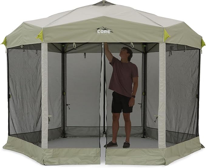 CORE 11.5’x10’ Instant Screen House | Folding and Portable Large Pop Up Tent Gazebo Canopy Shelter with Included Carry Bag | Perfect for Family Camping, Outdoor, Picnic, Backyards, and Tailgate