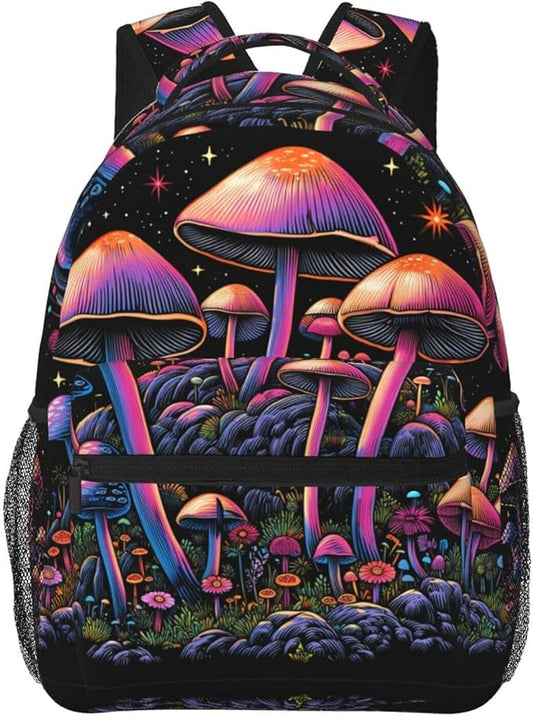 Rucksacks Lightweight Multipurpose Anti-Theft Trippy Mushroom Art Shoulder Bag Big Capacity Laptop Book Bag Rucksack With Padded Straps
