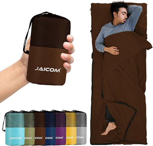 Sleeping Bag Liner, Sleep Sack Travel Sheets, Two-Way-Zipper Expose Feet Separately, Lightweight for Single, Backpacking,Hotels & Hostels, Camping, Travel, Business