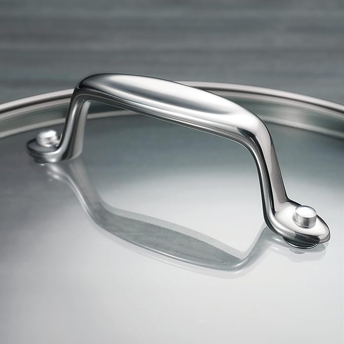 Tramontina Tri-Ply Clad Stainless Steel 6-Quart Saute Pan with Glass Lid, Induction-Ready Cooking Pan, Dishwasher-Safe, NSF-Certified, Made in Brazil