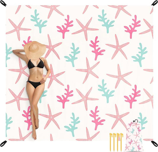 Beach Blanket, 110''×118'' Waterproof Sandproof Beach Mat, Lightweight Outdoor Picnic Blanket for Travel, Camping, Hiking