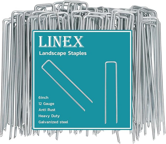 Landscape Staples 6 Inch 25 Pack, Anti-Rust Garden Staples Stakes Landscape Fabric Pins for Weed Barrier Tent Drip Irrigation Tubing Ground Lawn Cover