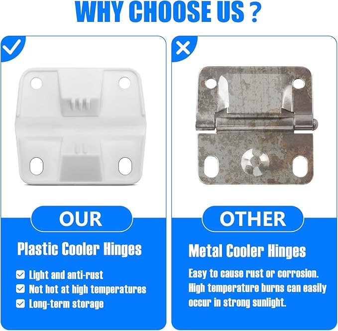 Cooler Hinges Replacement for Coleman Xtreme Cooler Hinges Coleman Ice Chest Hinges, Ice Chest Cooler Parts, for Rubbermaid Cooler Parts, 6 Pack