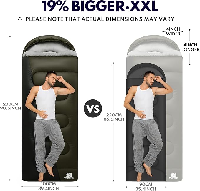 0 Degree XXL Sleeping Bags for Adults Cold Weather,Camping Sleeping Bag with Compression Sack for Winter Hiking, Hunting,Traveling