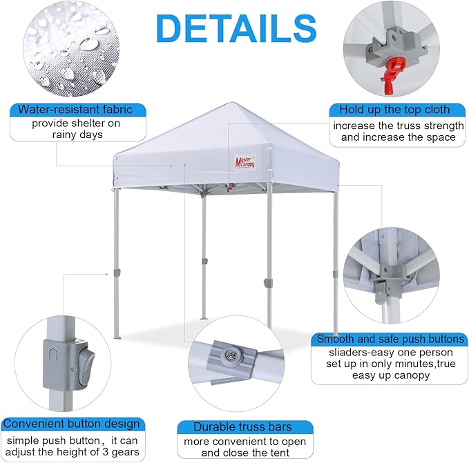 MASTERCANOPY Pop Up Canopy Tent Commercial Grade Instant Shelter (5x5, White)