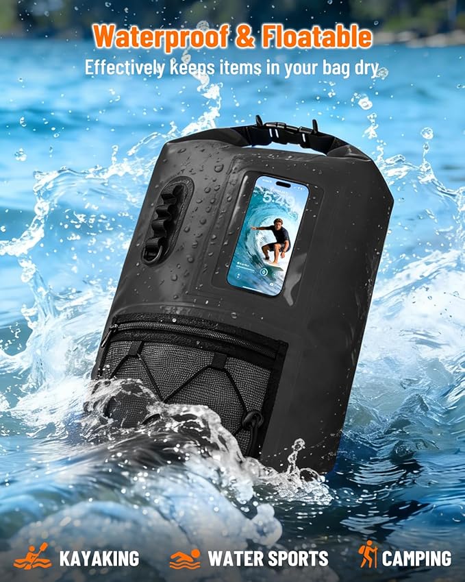 Waterproof Dry Bag, 20L/30L Roll Top Waterproof Backpack with Waterproof Phone Case, Heavy Duty Storage Bag for Women Men, for Travel, Kayaking, Boating, Rafting, Camping, Hiking & Beach