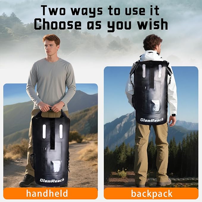 80L Dry Bag for Men - Heavy Duty Waterproof Backpack, Large Roll Top Rip-Resistant Rucksack for Kayaking, Camping, Boating, Hiking, Fishing & Travel with 2L dry bag