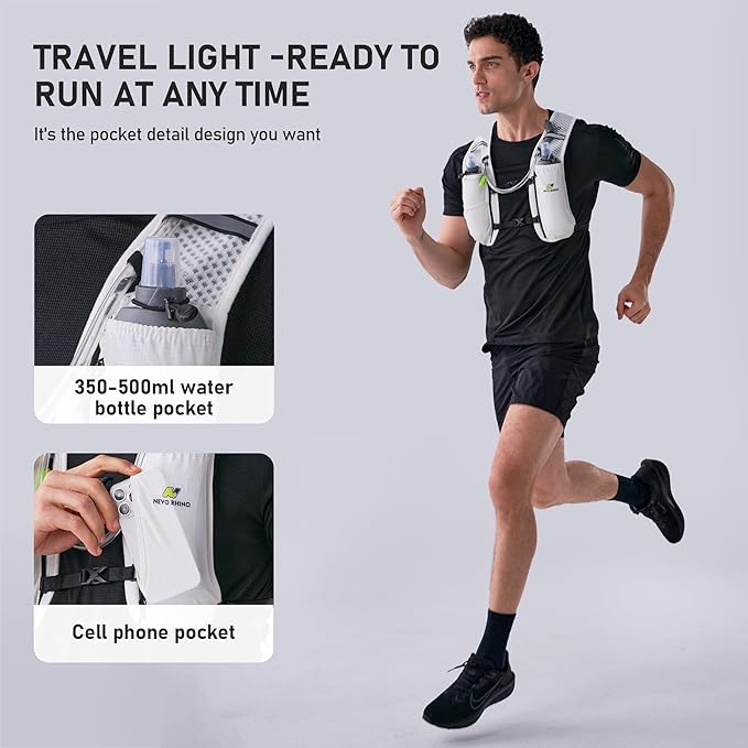 N NEVO RHINO Running Vest, Lightweight Hydration Vest, Insulated Water Backpack with 1.5L Water Bladder for Hiking, Trail, Running,Marathons,Cycling