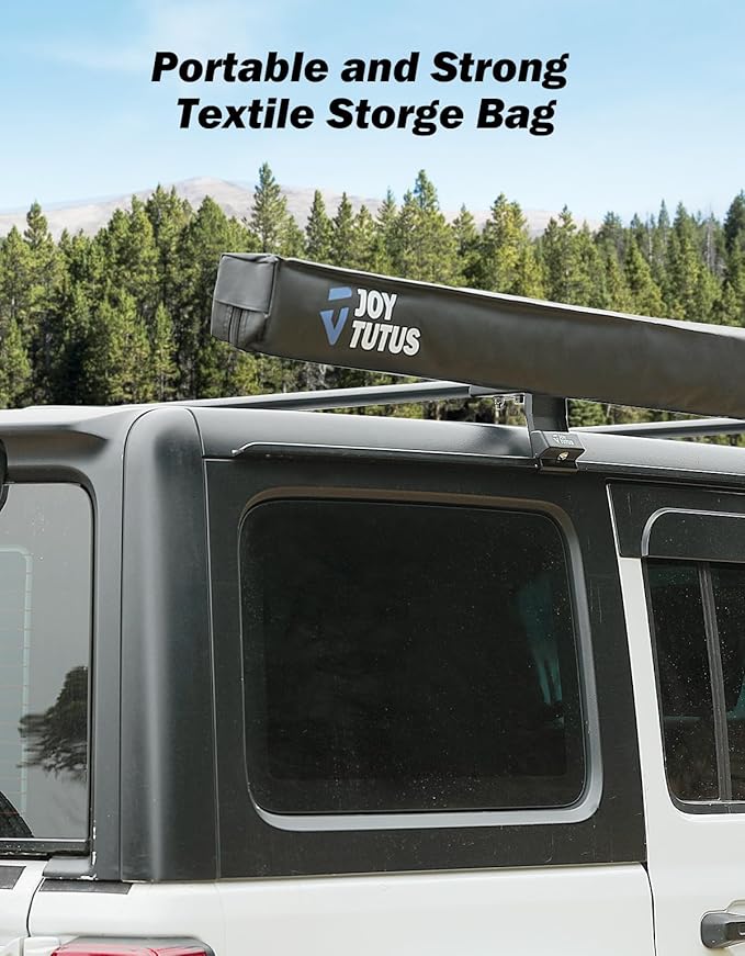 JOYTUTUS Vehicle Awning 8.2'x10' Roof Rack Pull-Out Sun Shade UV50+, Weatherproof 4x4 Side Awning for Camping, Car Sunshade with Adjustable Hardware, Quick Set-up, SUV/Truck/Van/Jeep