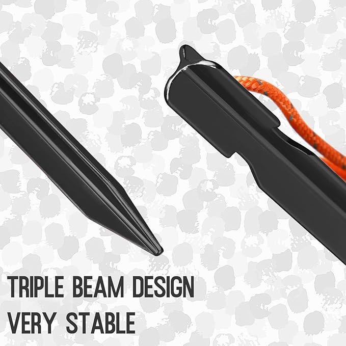 Grassman 16 Pack Tent Stakes, 7075 Aluminium Tent pegs, Heavy Duty Lightweight Ground Pegs, Durable and Safe Metal Camping Spikes, Black