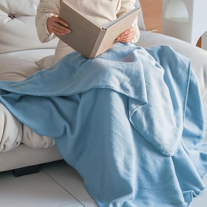 CAI TENG Fleece Throw Blankets Lightweight Warm Soft Cozy Kids Blanket Pet-Friendly Bulk Fleece Blanket Solid for Home, Bed, Sofa, Dorm, Office, Gifts, Outdoor Washed Blue 6 Pack 50 x 60 inch