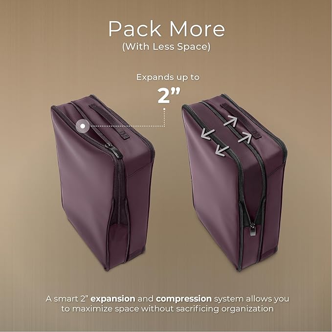 Briggs & Riley Carry on Compression Packing Cube Set - Bag Organizer for Suitcase & Luggage, For Women & Men, Pack Accessories for Vacation - Travel Must Haves, 3-Piece, Plum