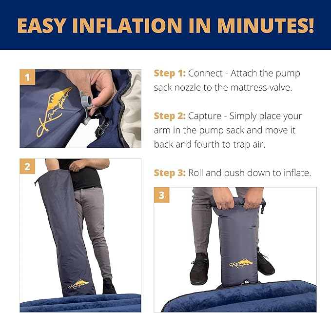 35L Pump Sack – Quick Inflation Air Pump Bag for Sleeping Pads, Air Mattresses, Inflatable Camping Mats & Pillows, Compact & Portable, Waterproof Outdoor Dry Bag