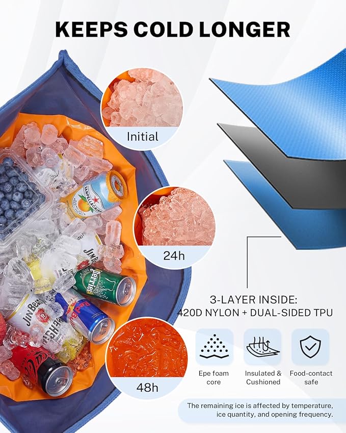 Gonex Cooler Backpack, 40 Can Insulated Soft Backpack Cooler Bag for Men Women, Waterproof Nylon TPU Cooler Backpack for Beach, Picnic, Lunch and Camping