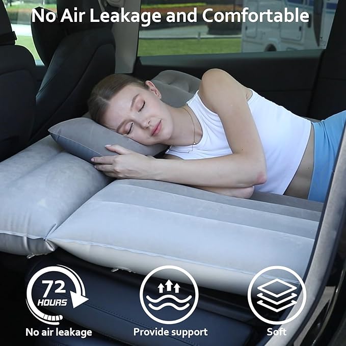 Car Air Mattress, Inflatable Bed Compatible with Tesla Model Y, Thickened Comfortable Durable, Foldable Mattress for Trunk/Rear Seat, Air Bed for Sleeping Camping Travel (Grey)