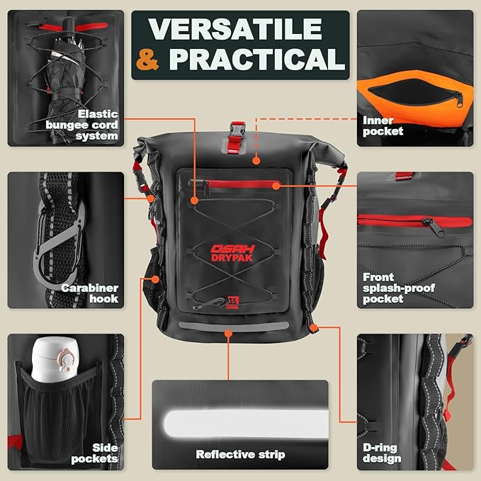 Waterproof Backpack Dry Bag 25L/35L/55L/85L – Heavy Duty Roll-Top Hiking Backpack Sack Keeps Gear Dry for Travel, Kayaking, Boating, Camping, Rafting and Fishing