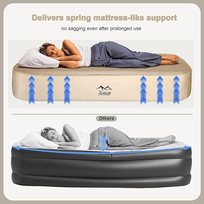 Camping Air Mattress Queen with Built in Pump, 13.78" Height Inflatable Airbed, Fast & Easy Inflation/Deflation Inflatable Mattress with Portable Carrying Bag, Inflatable Bed for Home, Camping