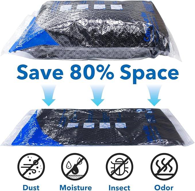 MEIQIHOME Vacuum Storage Bags, Space Saver Sealer Bags,Vacuum seal bags for clothing, Pillows, Comforters, Blankets, Bedding,Travel,16 Pack With Coldless Pump