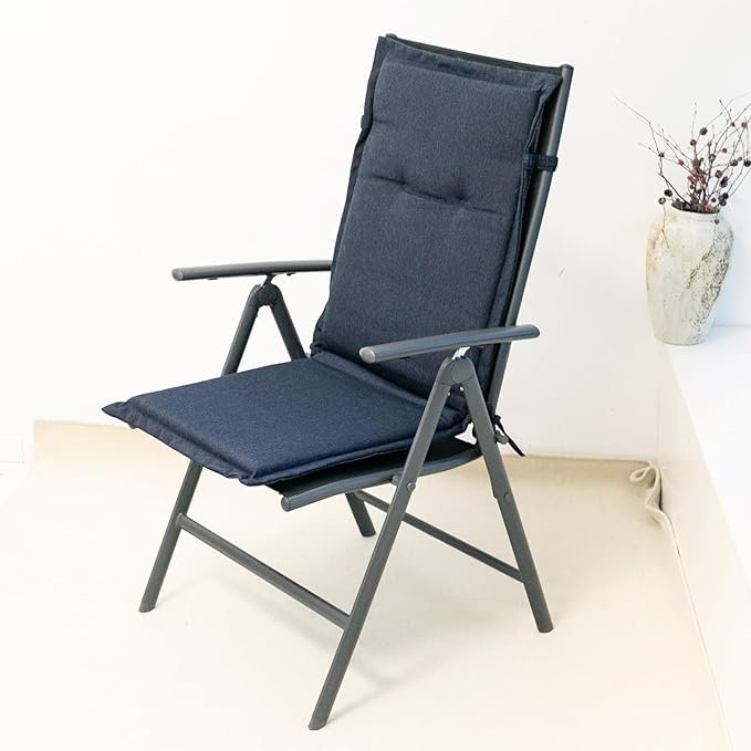 C-Hopetree Indoor High Back Rocking Chair Cushions for Glider and Swivel Rocker, Outdoor Replacement Highback Dining Seat Pads with Back Elastic and Ties, 18" x 42" x 1.5", Navy Blue, Set of 1
