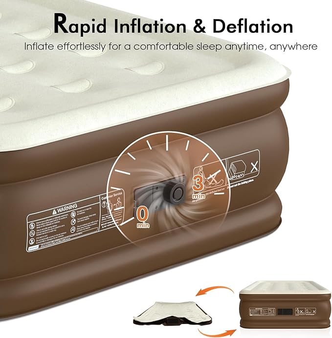 Twin XL Air Mattress with Built-in Pump, 18" Raised 80“ Extra Long Inflatable Blow Up Mattress, Flocked Top Single Air Bed for Home, Guests & Camping, Thick Twin Size Air Mattress