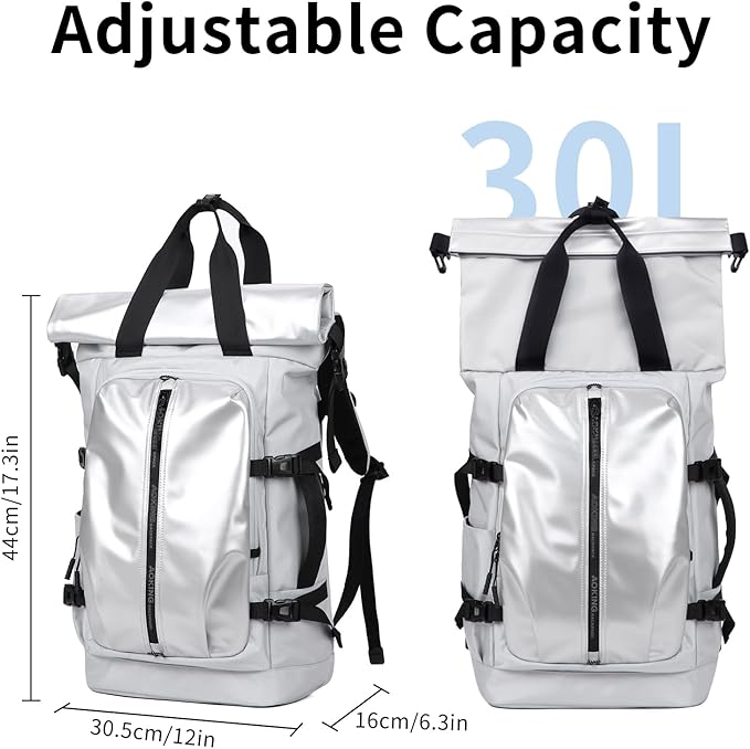 Rolltop Backpack, Travel Rucksack for Men Women, Anti Theft Backpacks with 15.6-inch Laptop Compartment, Waterproof Casual Daypack for Work, Business, Commuter and College