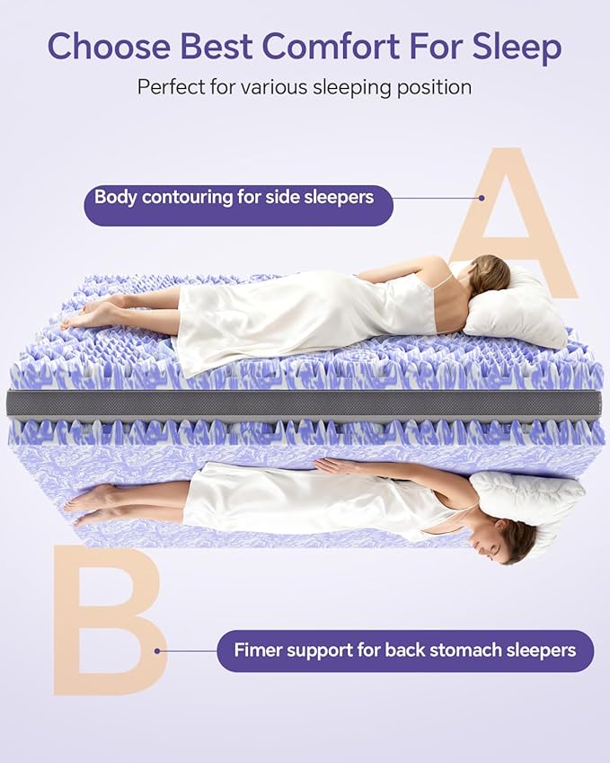Dual Layer Memory Foam Twin XL Mattress Topper - 3 Inch Cooling Pillow Top Cover Rayon and 2 Inch Gel Egg Crate Foam, Twin XL Extra Long College Dorm Room Essentials (Grey)