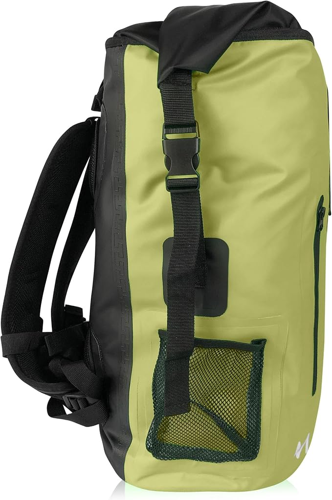 Malo’o DryPack 30L Waterproof Backpack, Roll-Top Dry Bag Backpack with Padded Straps, Floating Design for Beach, Kayaking, Fishing, Boating, Travel, and Water Sports, Dark Green