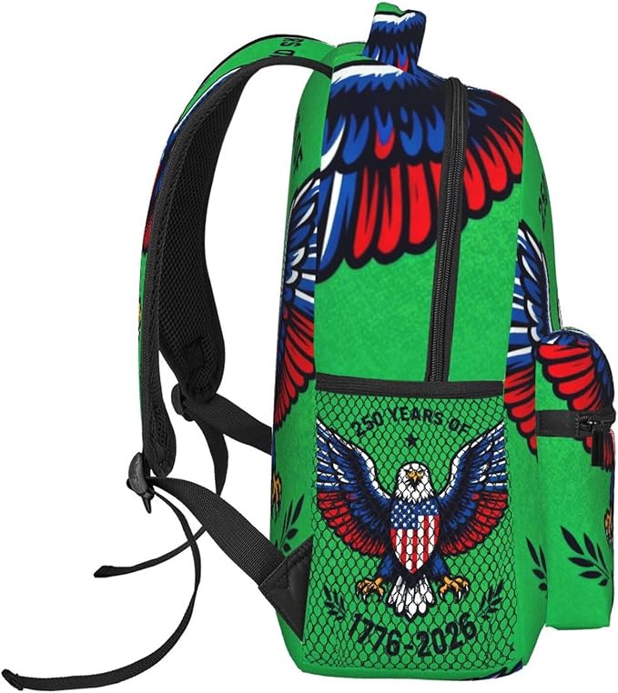 Rucksack Polyester Anti-Theft Multipurpose America 1776-2026 250 Years Birthday Patriotic Art Carry On Bag Large Capacity Travel and Sport Backpack Rucksack With Smooth Zippers