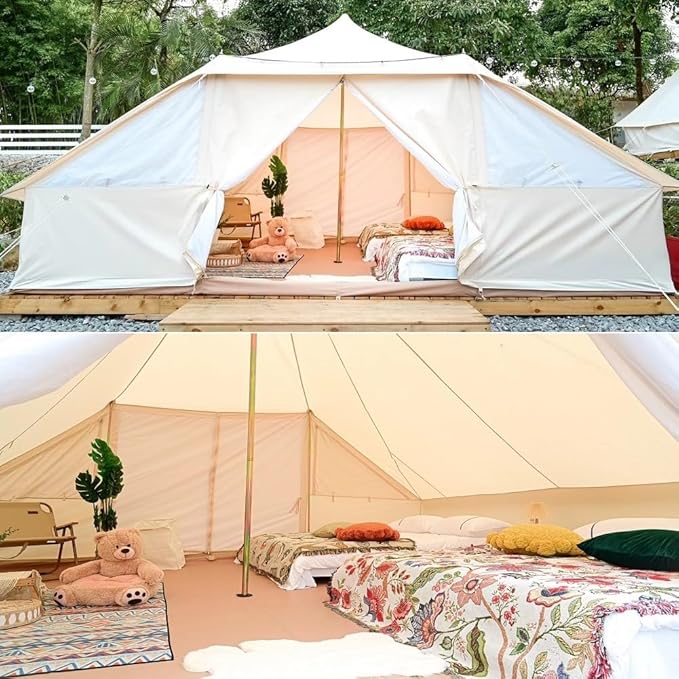 Dream House Large Spacious Outdoor Waterproof Cotton Canvas 4 Season Camping Tent for 10 Persons
