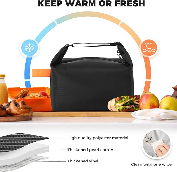 Lunch Bag for Women & Men Crossbody Lunch Box, Leakproof Cooler Bag Fresh Keep Food Lunch Containers High Capacity Reusable Loncheras para Mujer With Zipper Wate Bottle Holder for Work, Picnic, Travel