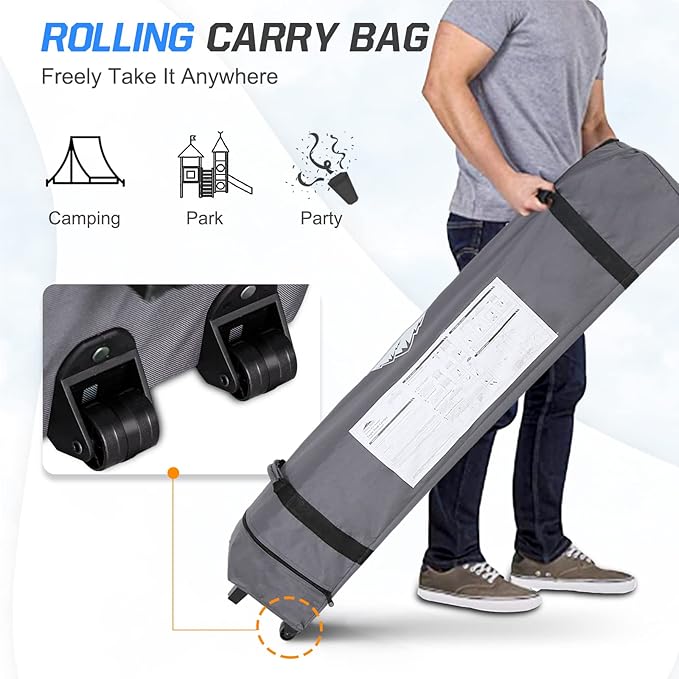EAGLE PEAK Pop Up Canopy Tent with Wheeled Carry Bag, 8 Stakes, 4 Ropes, 4 Weight Bags, Easy Set Up Tent Canopy, 10x10 ft, 100sqft of Shade, Cosmic Tie Dye