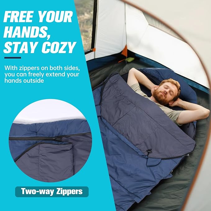REDCAMP Ultra Lightweight Sleeping Bag for Backpacking, Hiking, Comfort for Adults Warm Weather, with Compression Sack