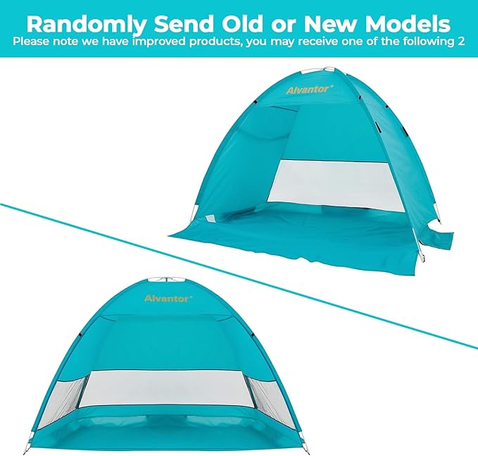 Alvantor® Beach Tent Beach Umbrella Outdoor Sun Shelter Cabana Automatic Instant Pop-Up UPF 50+ Portable Beach Shade Camping Fishing Hiking Canopy Easy Set Up Light Weight Windproof for 2-3 Person