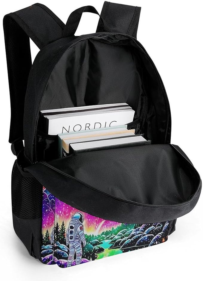 Supdreamc Polyester Daypack Backpack for Sports Travel Running, Big Capacity Anti-Theft Multipurpose Carry On Bag, Space Astronaut Galaxy Art Laptop Book Bag Rucksack