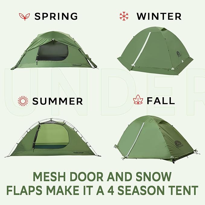 1/2 Person Backpacking Tent for 4-Season - Winter Waterproof Tent for One Person, Lightweight Camping Gear for Backpacking, Easy Set Up Cold Weather Essentials by Underwood Aggregator