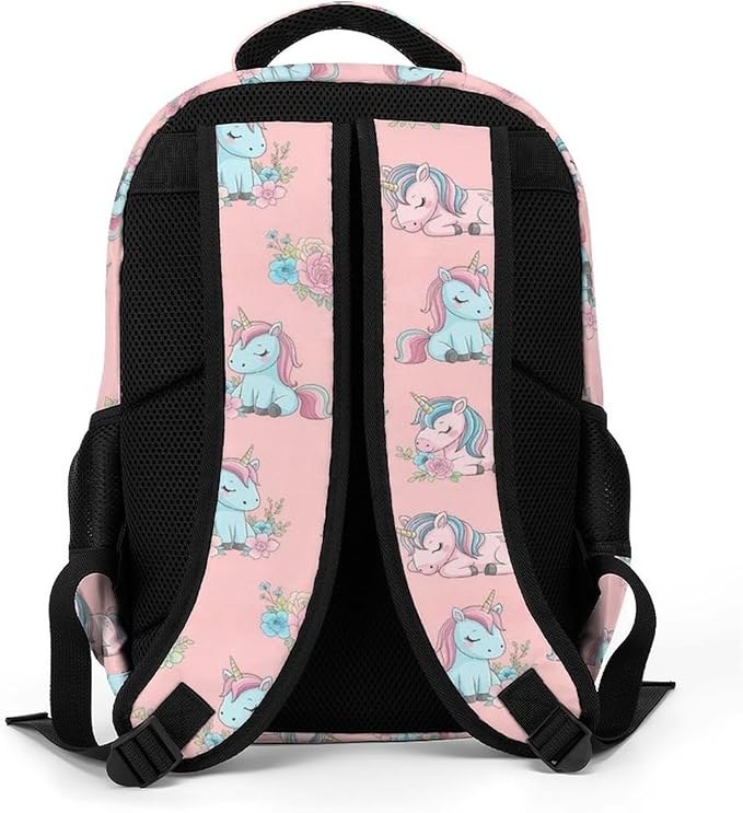 Carry On Anti Theft Laptop Backpack Pink Cute Unicorns, Large Sturdy Travel Bag with Multi Compartments for Business Weekender Hiking