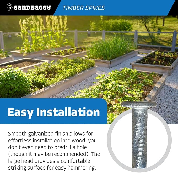 Sandbaggy Spiral Landscape Timber Spikes - Hot Dipped Galvanized Steel Nails - Landscaping Stakes, Artificial Turf Pins (8 inch - 4 Gauge Steel, 1200, Count)