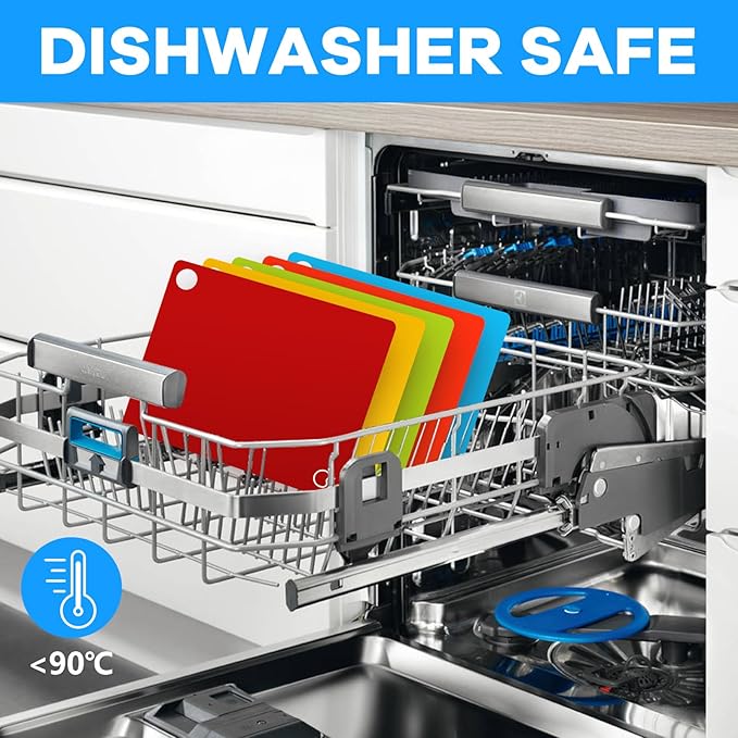 GoodLuck 5 Pieces Flexible Cutting Boards with Hanging Hole, BPA Free Plastic Cutting Boards for Kitchen, Non Slip Cutting Mat for Meat and Vegetables