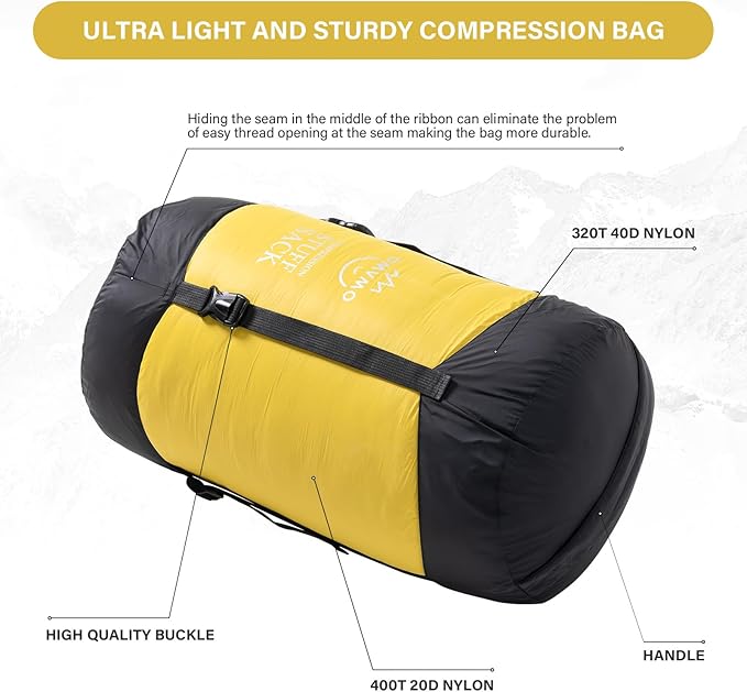 Compression Sack, 12L/19L/32L/46L/53L Water-Resistant Sleeping Bag Stuff Sack,Anti-Tear Ultra Light 400T 20D Nylon Storage Bag,Space Saving Gear for Camping Hiking Travel 1Pcs