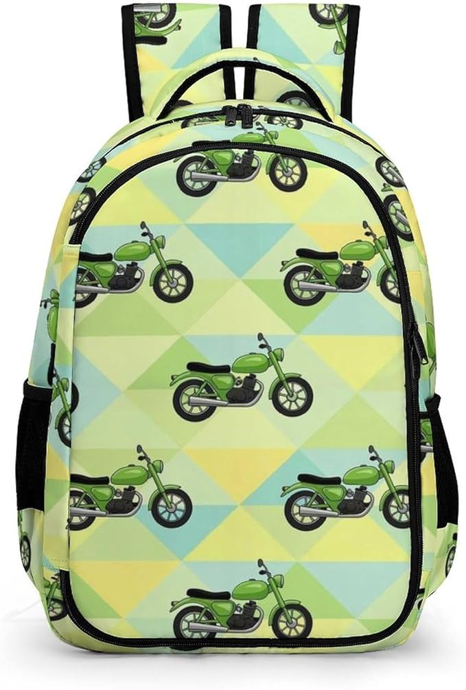 Water Resistant Laptop Backpack Motorcycle Motorbike Motor Bicycle Dirt Bike Mint Gree, Business Anti Theft Computer Bag with Water Bottle Pockets for College Men Women