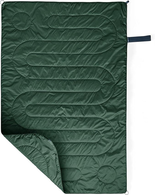Huzi Infinity Travel - Packable Blanket - Puffy - for Travel Outdoor Picnic Trip Camping Beach - 57 x 38 (Pine Green)