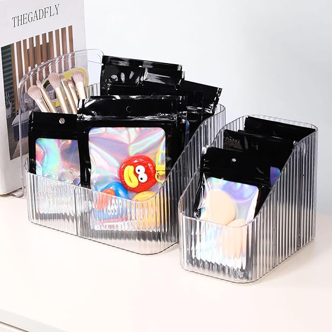 100Pcs Black Holographic Mylar Bags, 3x4.7 Inch Resealable Foil Zipper Pouches for Gummies, Jewelry Storage, Party Favors, Small Business Packaging